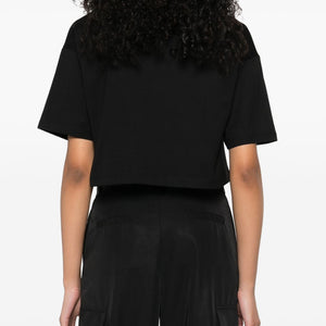 Balmain Cropped T-shirt with flocked Letter logo