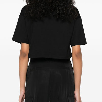 Balmain Cropped T-shirt with flocked Letter logo