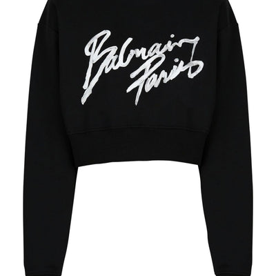 Balmain Logo cropped sweatshirt