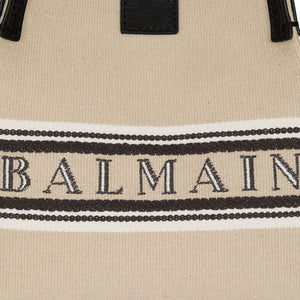 Balmain Release Bucket Bag In Canvas And Calfskin
