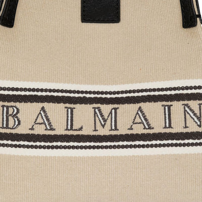 Balmain Release Bucket Bag In Canvas And Calfskin