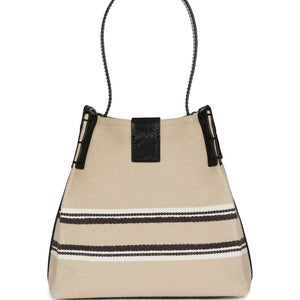 Balmain Release Bucket Bag In Canvas And Calfskin