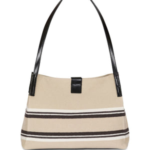 Balmain Medium Release Shopper Bag In Canvas And Calfskin