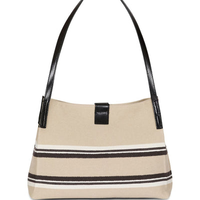 Balmain Medium Release Shopper Bag In Canvas And Calfskin