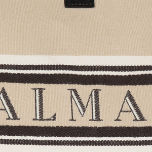 Balmain Medium Release Shopper Bag In Canvas And Calfskin