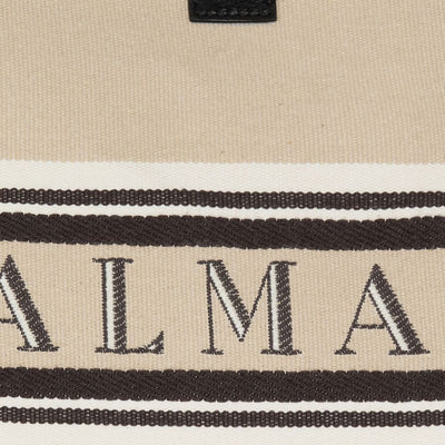 Balmain Medium Release Shopper Bag In Canvas And Calfskin