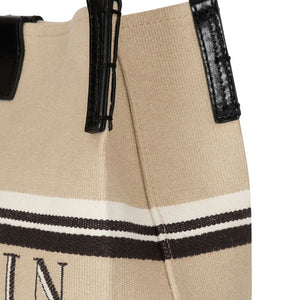 Balmain Medium Release Shopper Bag In Canvas And Calfskin