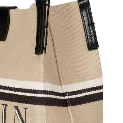 Balmain Medium Release Shopper Bag In Canvas And Calfskin