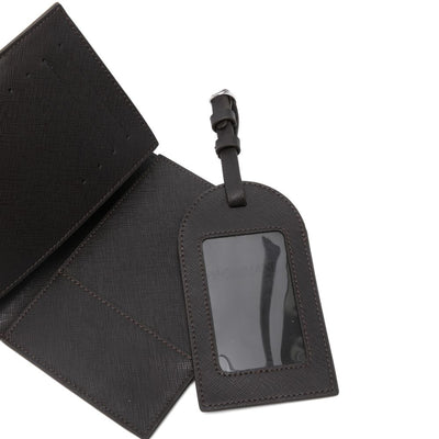 Emporio Armani Asv Recycled Saffiano Leather Passport Holder And Tag Gift Box