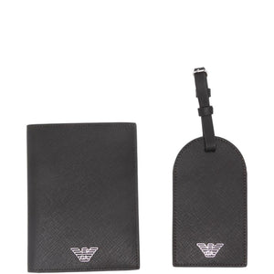 Emporio Armani Asv Recycled Saffiano Leather Passport Holder And Tag Gift Box
