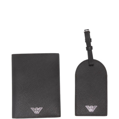 Emporio Armani Asv Recycled Saffiano Leather Passport Holder And Tag Gift Box