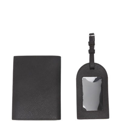 Emporio Armani Asv Recycled Saffiano Leather Passport Holder And Tag Gift Box