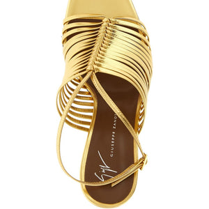 Giuseppe Zanotti Savoia metallic leather sandal.