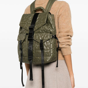 Ganni Quilted Flap-Pocket Backpack