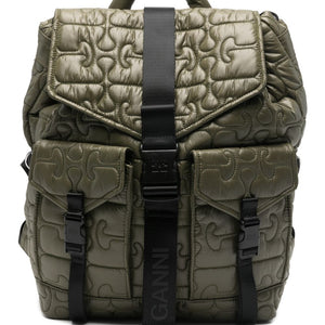 Ganni Quilted Flap-Pocket Backpack