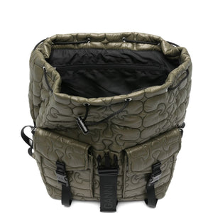 Ganni Quilted Flap-Pocket Backpack
