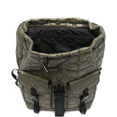 Ganni Quilted Flap-Pocket Backpack