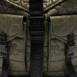 Ganni Quilted Flap-Pocket Backpack