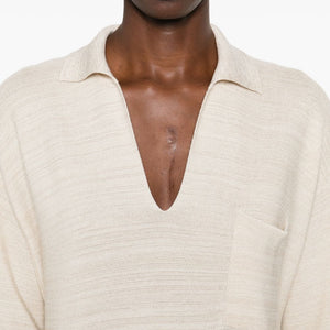 Fabiana Filippi V-neck tonal stripes collar Wool and cotton shirtdress