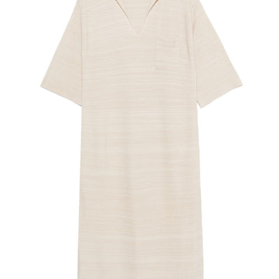 Fabiana Filippi V-neck tonal stripes collar Wool and cotton shirtdress