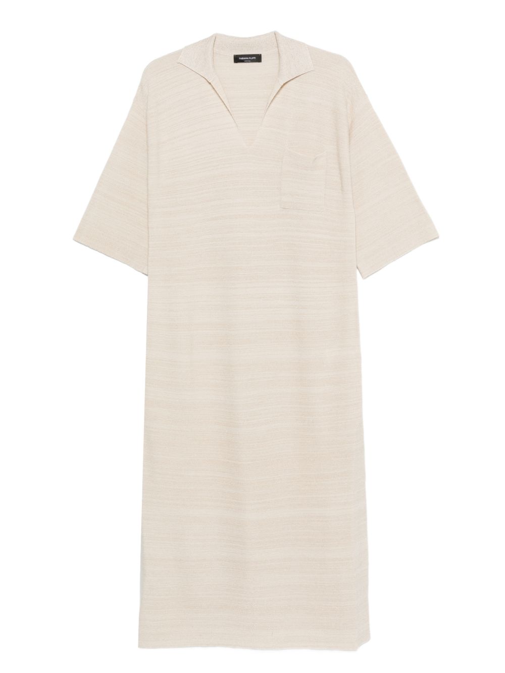 Fabiana Filippi V-neck tonal stripes collar Wool and cotton shirtdress