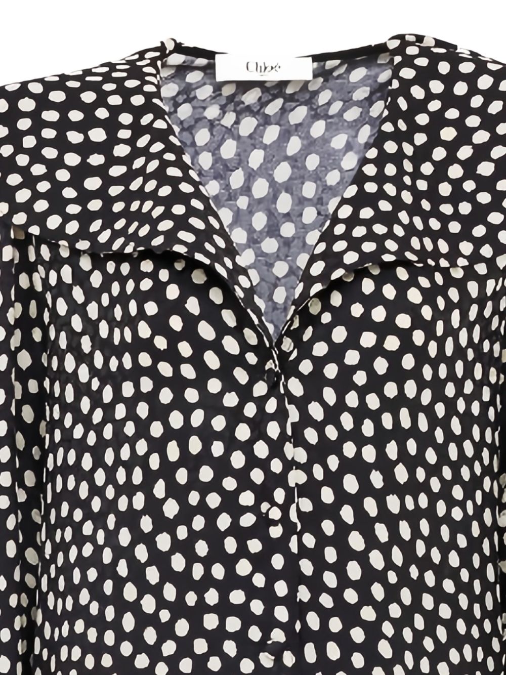 Chloé ChloÃ© V-neck long sleeves Dotted silk dress