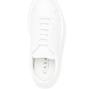 Casadei Nexus white leather platform sneakers.
