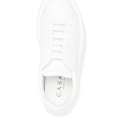 Casadei Nexus white leather platform sneakers.