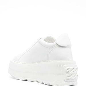 Casadei Nexus white leather platform sneakers.