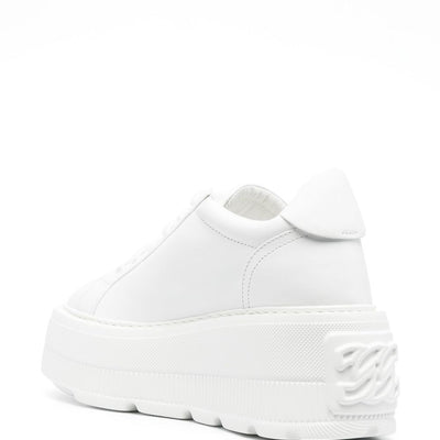 Casadei Nexus white leather platform sneakers.
