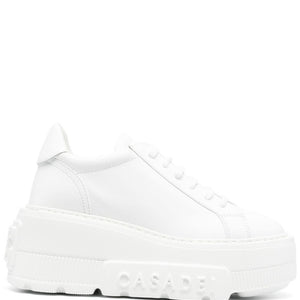 Casadei Nexus white leather platform sneakers.