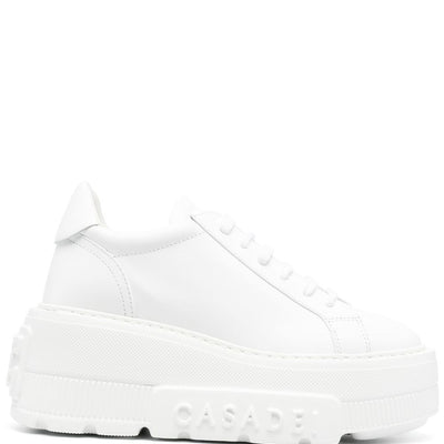 Casadei Nexus white leather platform sneakers.