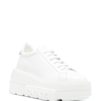 Casadei Nexus white leather platform sneakers.