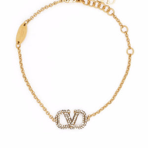 Valentino Garavani-Vlogo Signature Bracelet In Metal And Swarovski® Crystals