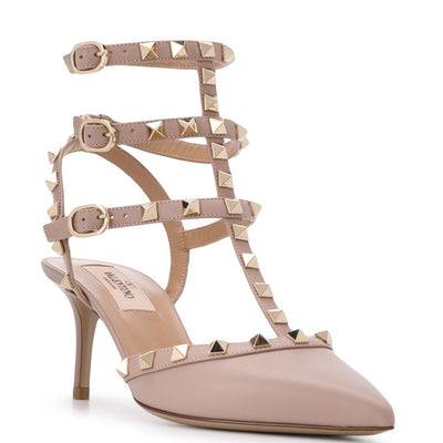 Valentino Garavani Rockstud 65mm leather ankle strap pumps.