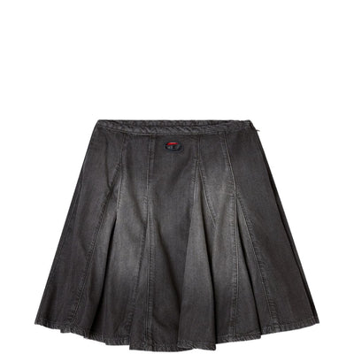 Diesel Short pleated skirt in lightweight denim