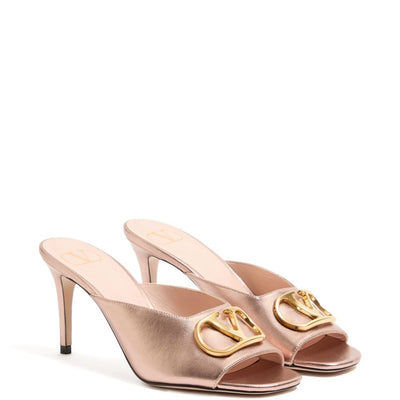 Valentino Garavani VLogo Signature metallic leather mules