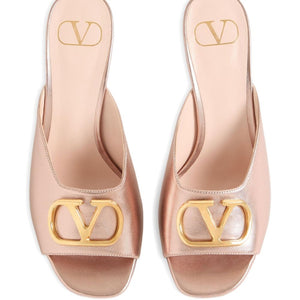 Valentino Garavani VLogo Signature metallic leather mules