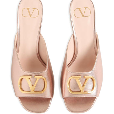 Valentino Garavani VLogo Signature metallic leather mules