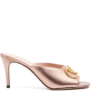 Valentino Garavani VLogo Signature metallic leather mules