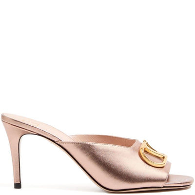 Valentino Garavani VLogo Signature metallic leather mules