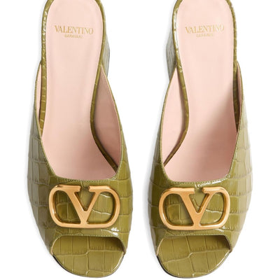 Valentino Garavani VLogo Signature Slide Sandal In Printed Calfskin 95MM