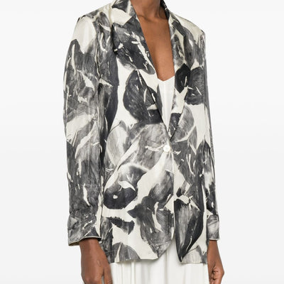 Alysi Silk & Nylon Printed single-breasted jacket