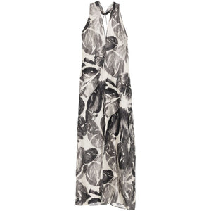 Alysi V-neck print detail sleeveless Printed silk dress