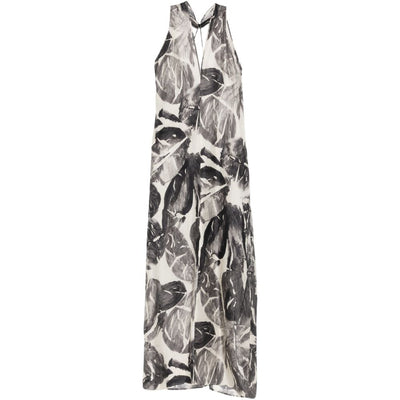 Alysi V-neck print detail sleeveless Printed silk dress