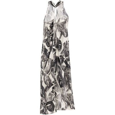 Alysi V-neck print detail sleeveless Printed silk dress