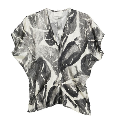 Alysi V-neck short sleeves silk Printed silk shirt