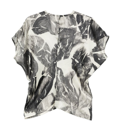 Alysi V-neck short sleeves silk Printed silk shirt