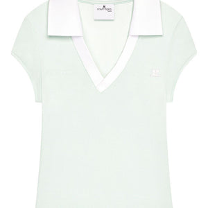 Courreges Pre CourrÃ¨ges Logo cropped polo shirt