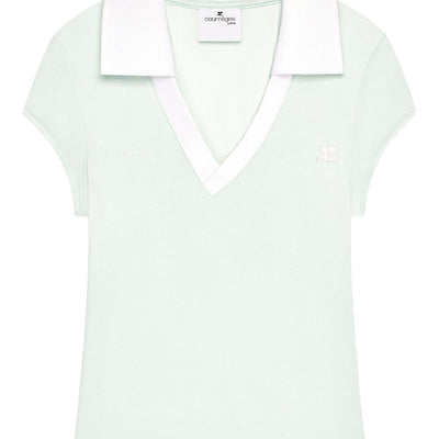 Courreges Pre CourrÃ¨ges Logo cropped polo shirt